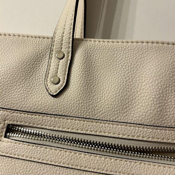 Jones New York White Leather Purse Bone Off White Ivory Leather Pockets Zipper - Picture 7 of 13